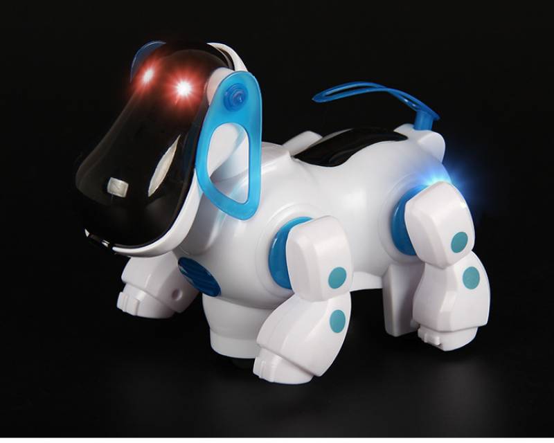 Robot Dancing Dog Bump and Go Electronic Toy LED Walking pet Puppy kids blue 