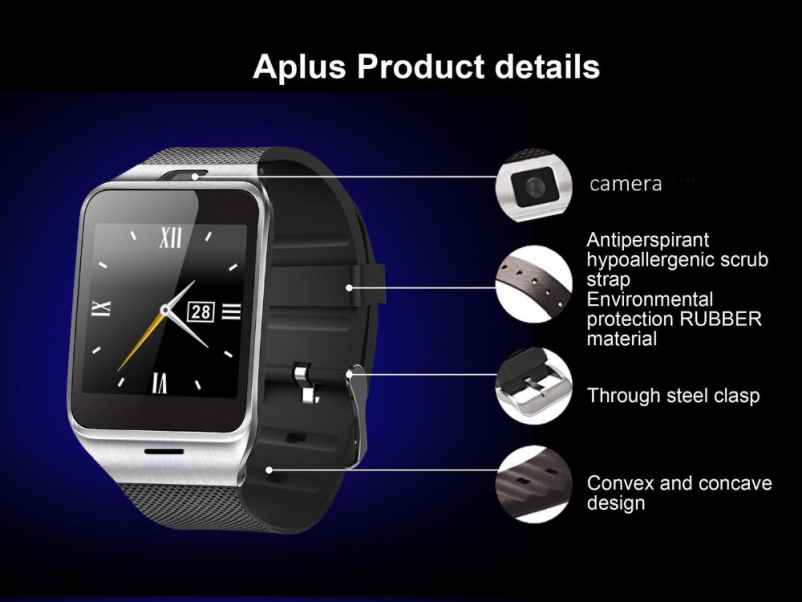 GT 08 Bluetooth Smart Watch with Camera for Smart Phones