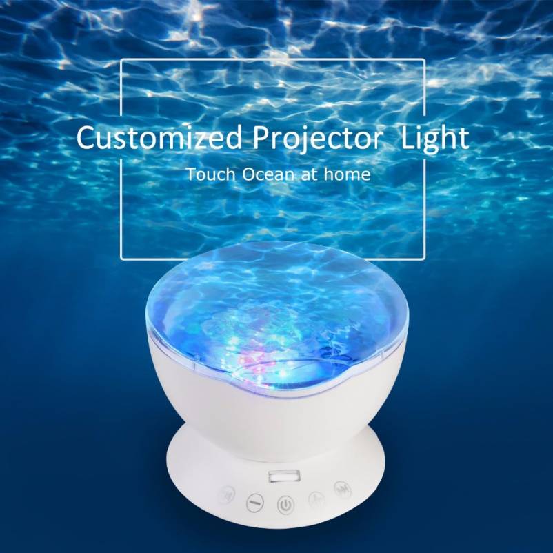 Remote Control Ocean Wave Projector Night Light with Music