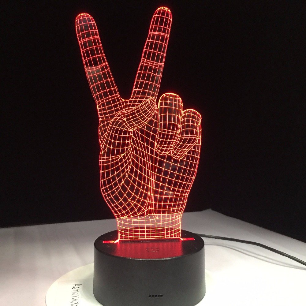 3D Optical Illusion LED Hologram Victory Hand Lamp - New Tech Store