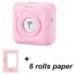 Printer with 6 Rolls Thermal Paper (Pink)
