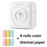 Printer with 6 Rolls Color Thermal Paper (White)