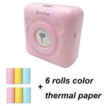Printer with 6 Rolls Color Thermal Paper (Pink)