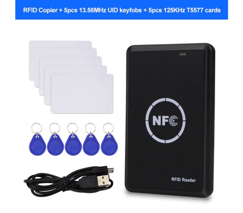 Copieur RFID Portable, Lecteur de Fabrication de Cartes RFID 125KHZ RFID ID  Carte Écriture/Copieur/Duplicateur Portable+5PCS Étiquettes D'Identifiction