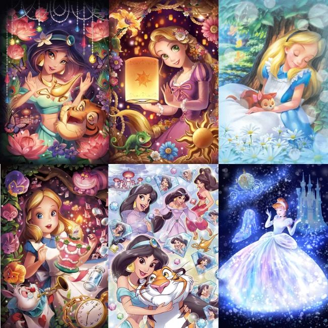 5D Diamond Painting Disney Princess Circle Collage Kit - Bonanza Marketplace