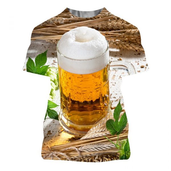 Summer Beer 3D Print Men T-Shirt Casual Streetwear 2021