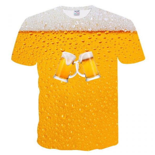 Summer Beer 3D Print Men T-Shirt Casual Streetwear 2021