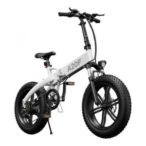 white electric bike with big tires and high mileage