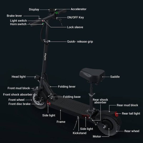foldable electric scooter with bright lights and durable tires