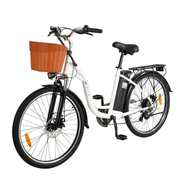 affordable electric bike in white color with 7 speeds
