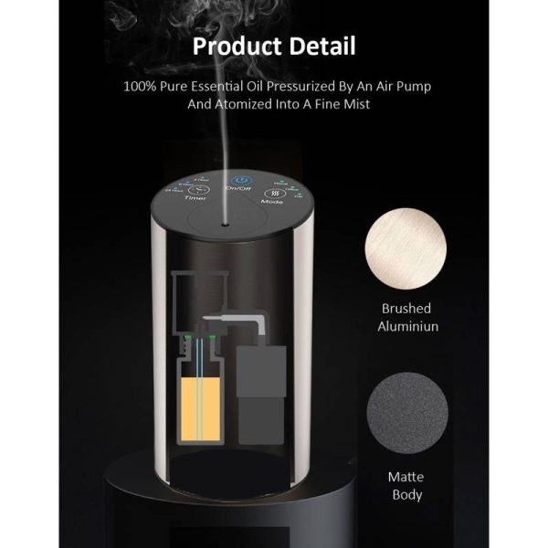 Waterless essential oil diffuser with atomizer