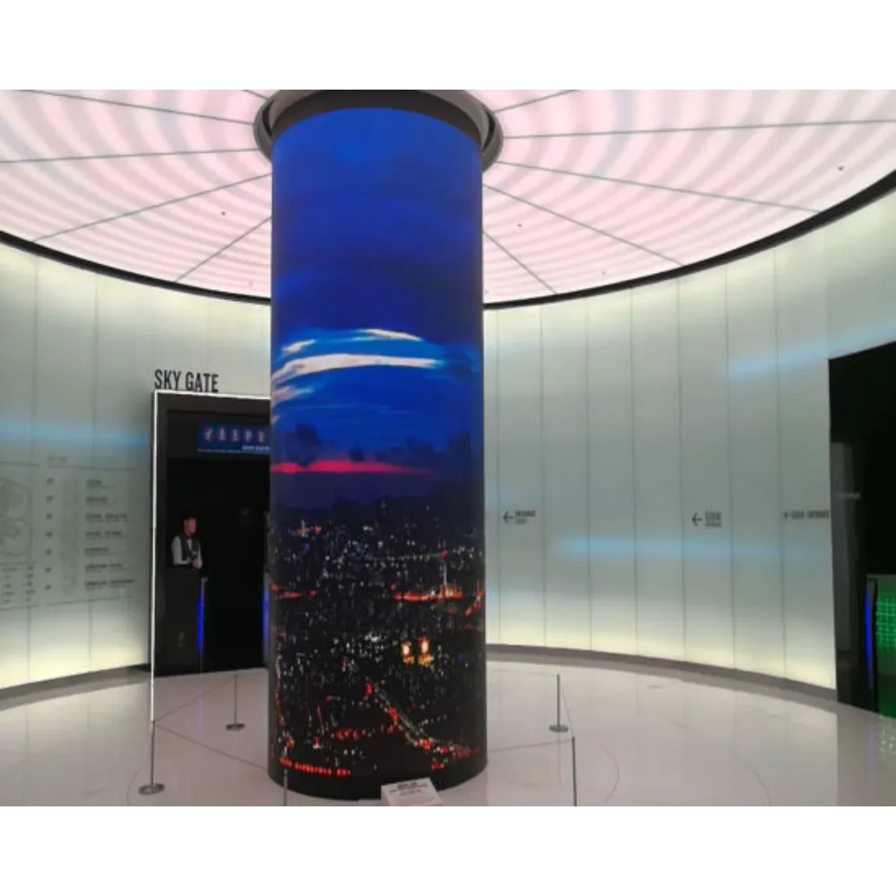 Curved Cylinder Full Color LED Screen Display.