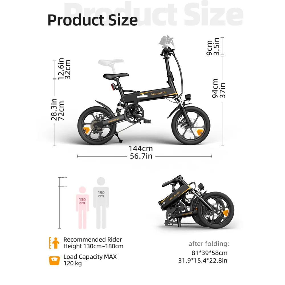 foldable electric bike dimensions