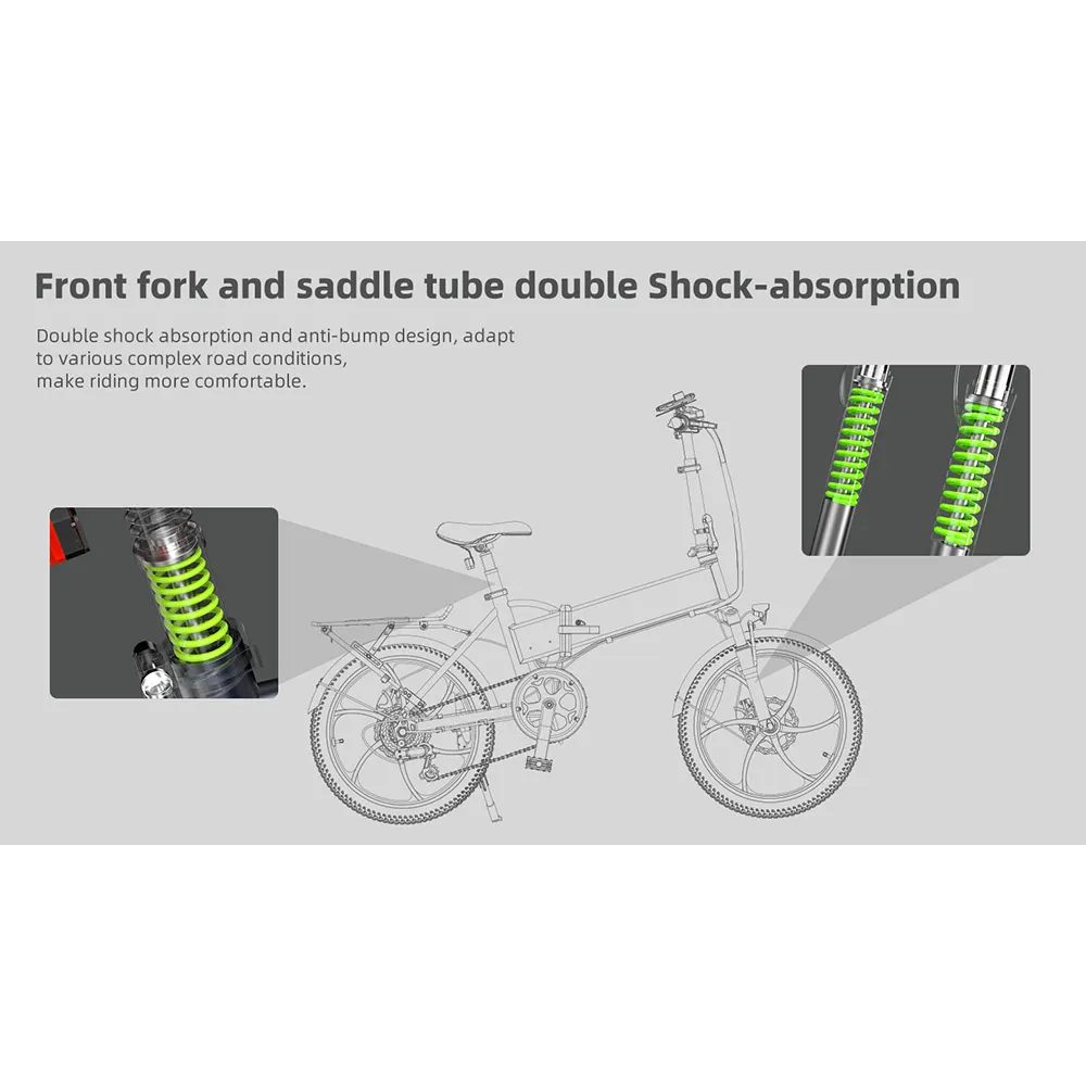 cheap foldable electric bike without throttle with shock absorption