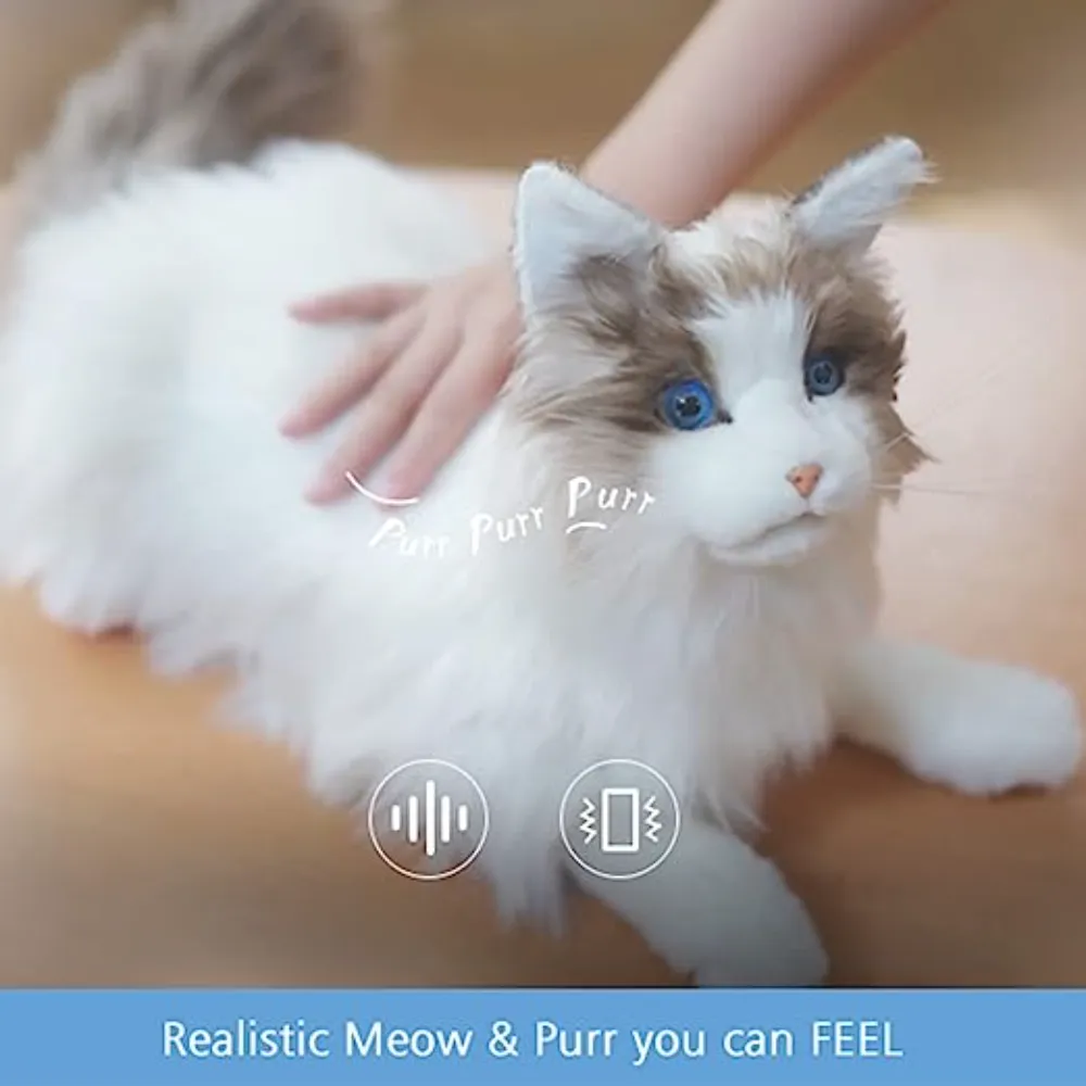 Robot-cat that has meowing and purring vibrations you can feel