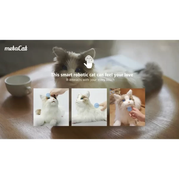 realistic robot cat with interactions to human gestures