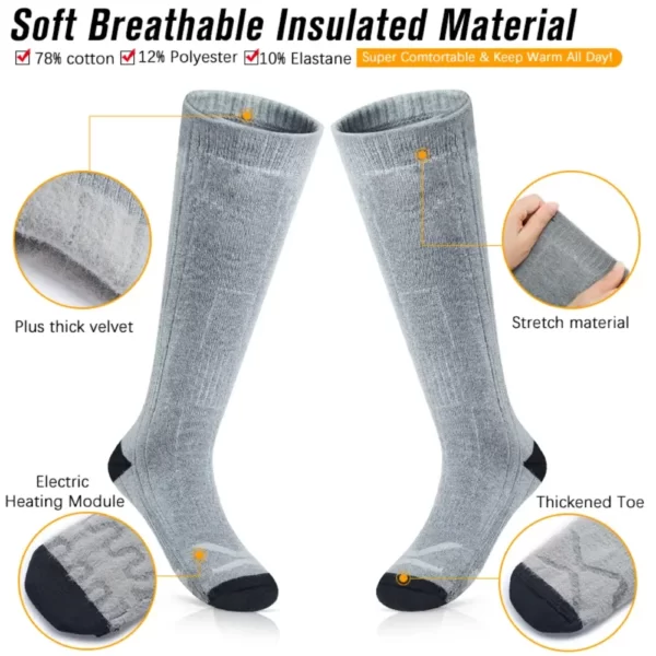 heated socks made of breathable material