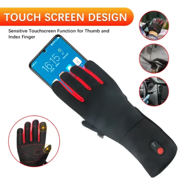 heated ski gloves suitable for a touch screen