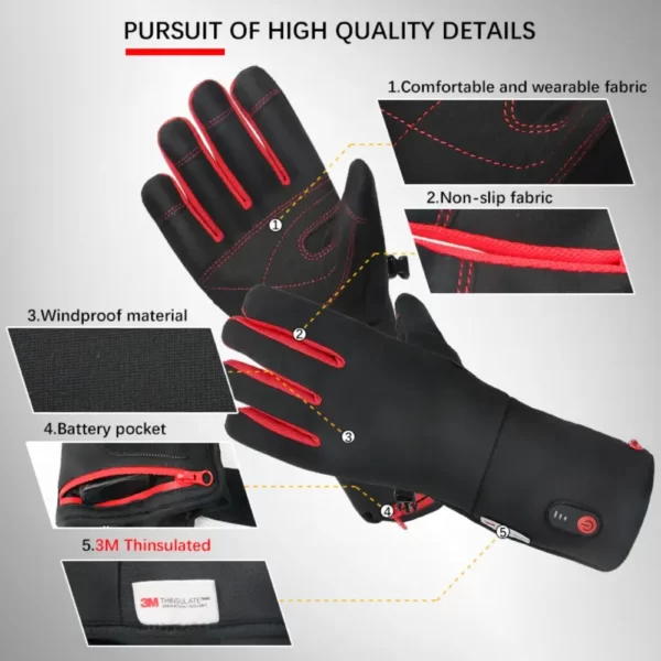 heated ski gloves with high-quality features