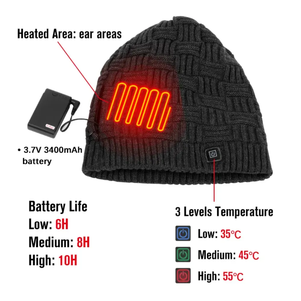heated hat with an adjustable temperature level