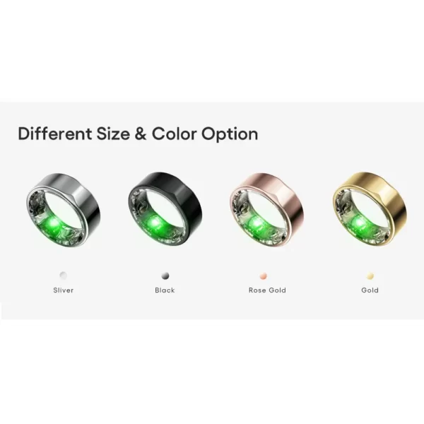 smart health ring available in different colors and sizes