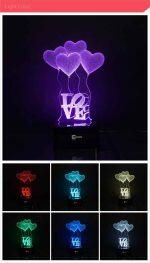 Hearts & Ballons - 3D Optical Illusion LED Hologram Lamp - Image 15