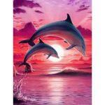 Painting with diamonds in 5d dolphins romantic sunset