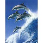 Painting with diamonds in 5d dolphins through the waves
