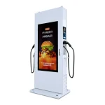 fast-charging station with advertisement interactive screen