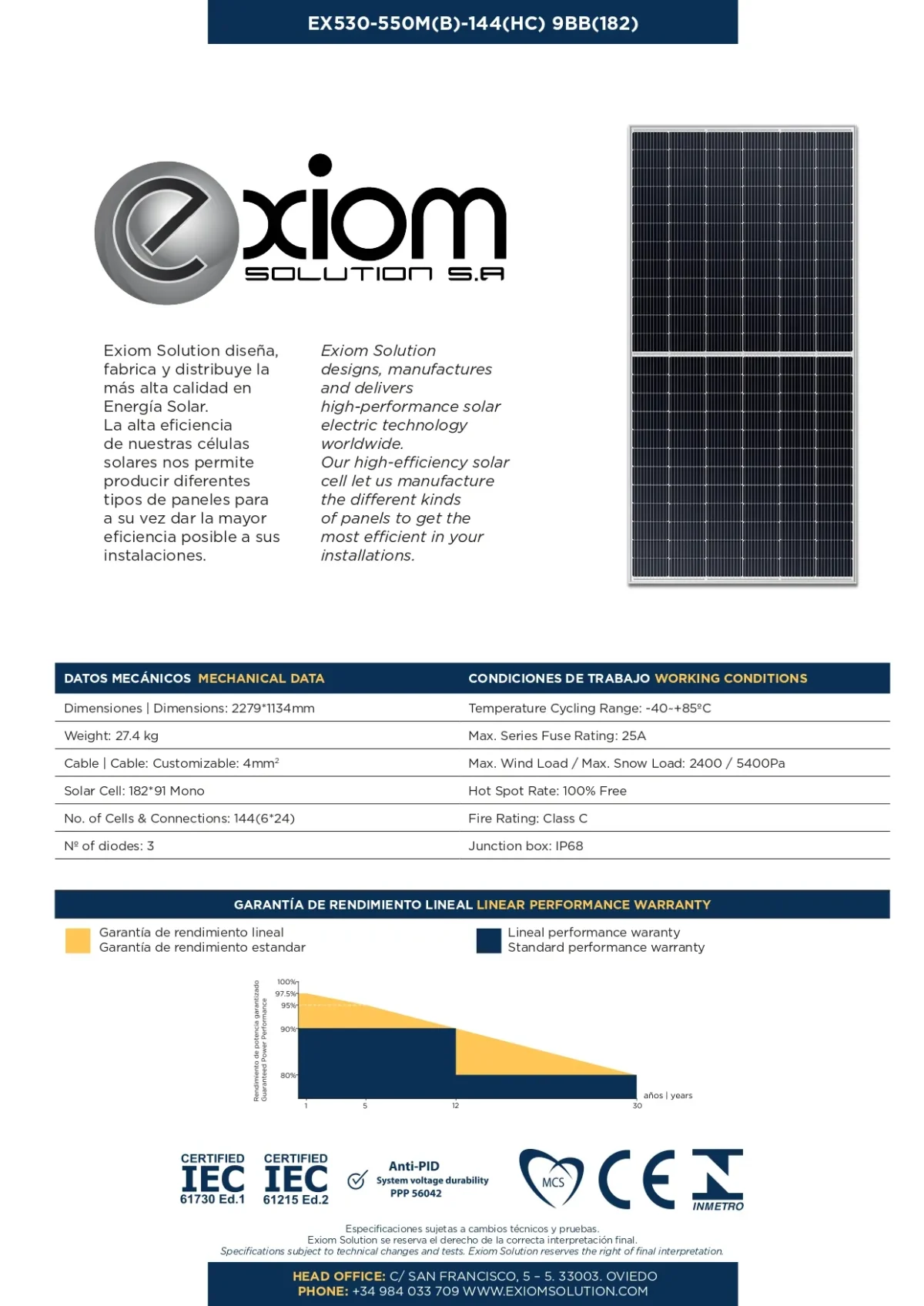 Exiom Solar Panel 550 Watt EX550MB-144 - Image 3