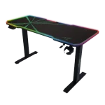 cheap black desk for games with a lot of accessories