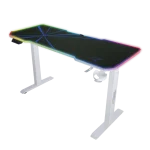 cheap white desk for games with cable shelf