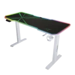 cheap white desk for games with headphone holder