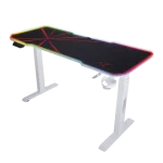 cheap white desk for games with rack for controllers and gamepads