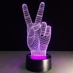 3D Optical Illusion LED Hologram Victory Hand Lamp - Image 2
