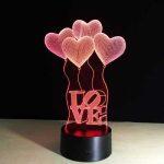 Hearts & Ballons - 3D Optical Illusion LED Hologram Lamp - Image 18