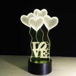 Hearts & Ballons - 3D Optical Illusion LED Hologram Lamp - Image 2