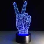 3D Optical Illusion LED Hologram Victory Hand Lamp - Image 3
