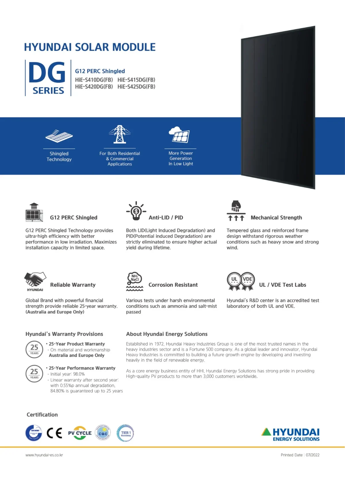 Hyundai Solar Panel 415W HIiE-S415DG(BF) Black Frame - Image 3