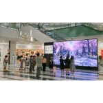 interactive transparent LED display with cherry blossom scene