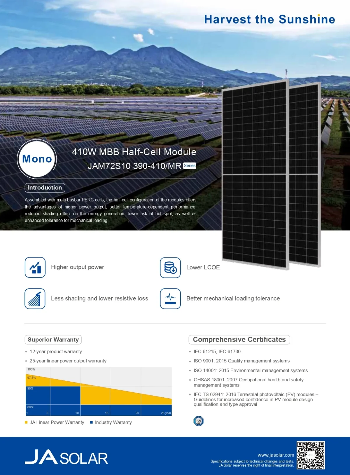 Ja Solar Solar Panel 410 Watt JAM72S10-410/MR - Image 3