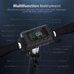 Electric scooter with large LCD display that shows the speed, battery level, and other information.