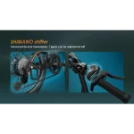 foldable e-bike with fat tires and Shimano shifter system