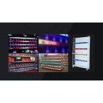 thin digital singage screen for various shelves of stores