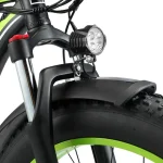 E-bike with integrated super bright LED headlight.
