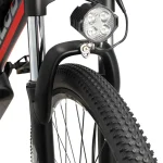 E-bike with front and rear LED light.