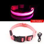 Led Dog Collar Anti-Lost Charged by USB pink collar