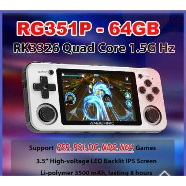 portable game console with PS1 and N64 games and big memory capacity
