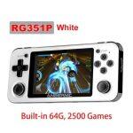 white portable game console with PS1 and N64 games