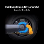 electric scooter with an electronic brake (front) and drum brake (rear)